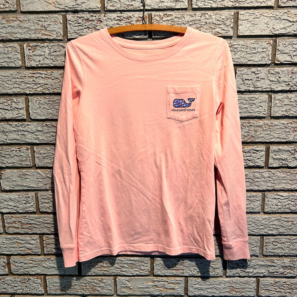 Vineyard Vines Breast Cancer Awareness Pink Whale Pocket Long Sleeve Tee XXS